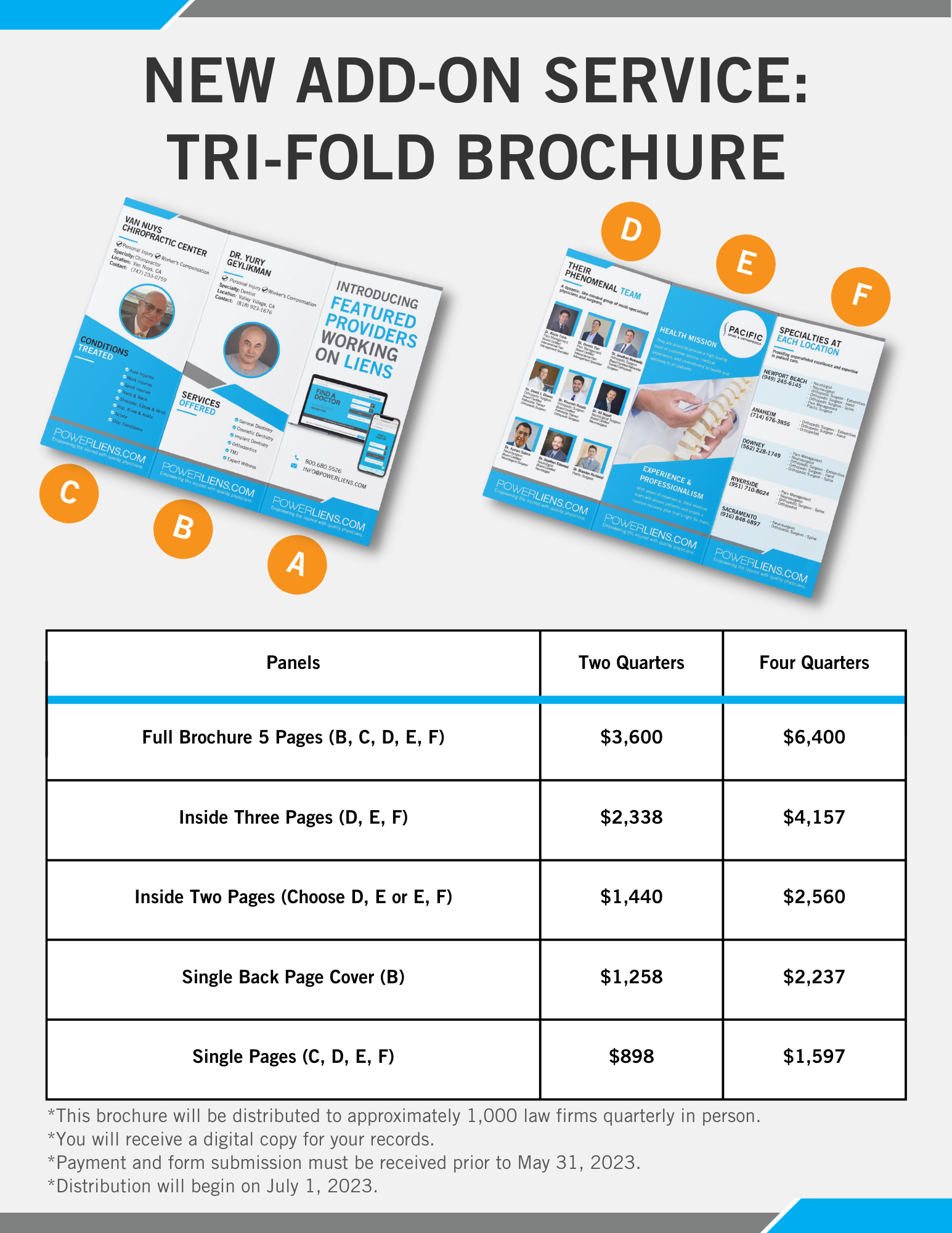 Add-On Trifold Brochure Pricing